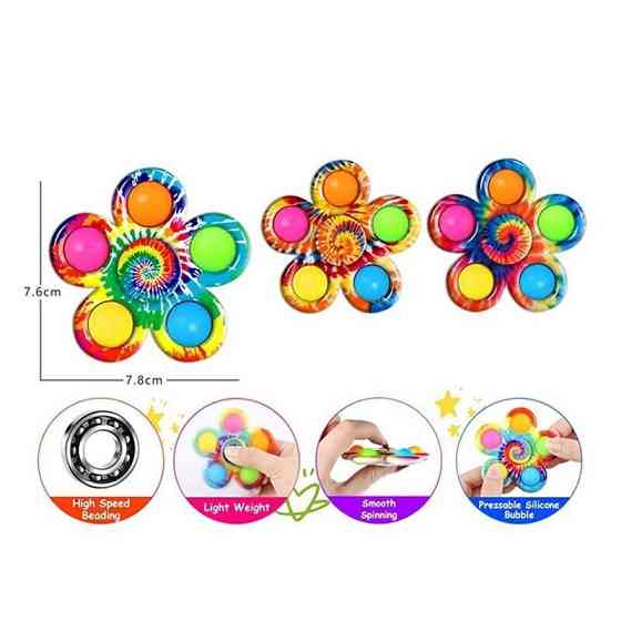 Дитяча іграшка-антистрес "Спінер" 2021-100A 3 види, бульбашки поп-іт, 7,8х7,6 см Вінниця