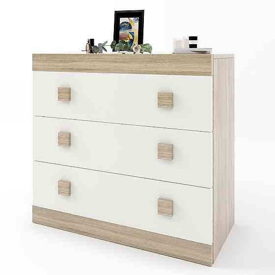 Комод Еверест на 3 ящики Соната-1 80х38х75 дуб сонома + білий (DTM-2044) Львів