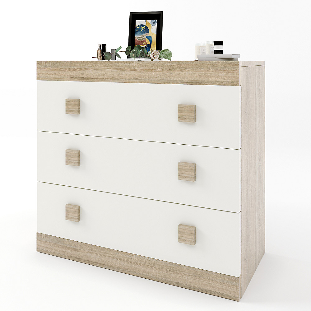 Комод Еверест на 3 ящики Соната-1 80х38х75 дуб сонома + білий (DTM-2044) Львів - фото 2