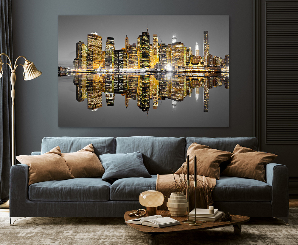 Картина полотно у вітальню / спальню      Нічне місто   MLP_234 ( 60х30см ) 40x80 см Київ - фото 3