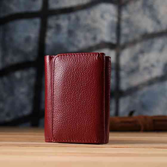 Компактний гаманець зручного формату із натуральної шкіри ST Leather 23077 Бордовий Київ