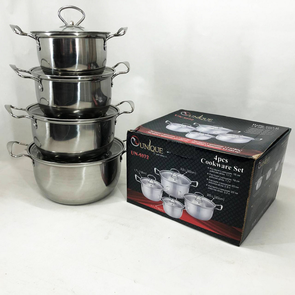 Набор кастрюль сталь Unique, Набор кастрюль с прочным антипригарным покрытием высоких KC-23 Львов - изображение 12