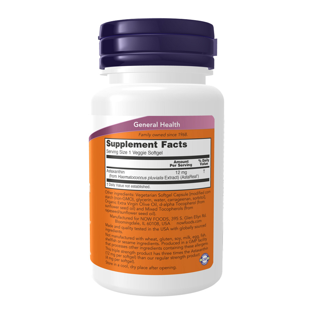 Астаксантин Now Foods Astaxanthin 12 mg Triple Strength - 60 softgels Луцк - изображение 2