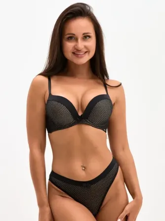 Комплект белья: бюстгальтер push-up и бразилианы Balaloum 9365 Черный Киев