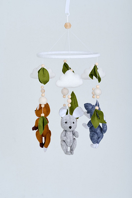 Дитячий мобіль на ліжечко для немовлят WooolyWool «Лісові звірятка» Київ - фото 1