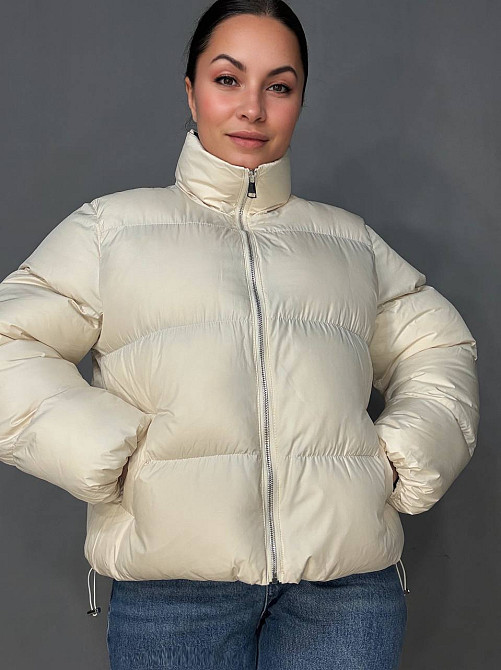 Куртка женская Fashion 3095 короткая пуффер воротник стойка молочная, молочний, L Киев - изображение 4