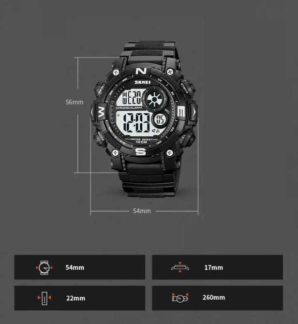 Чоловічий наручний кварцовий годинник Skmei 1887 (Чорний з білим циферблатом) Вінниця - фото 6