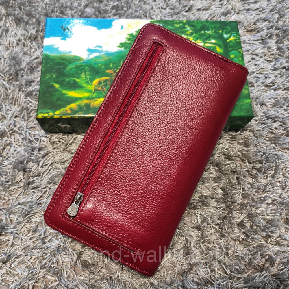 Бордовый кожаный женский кошелек клатч на молнии и магнитах Marco Coverna Киев - изображение 7