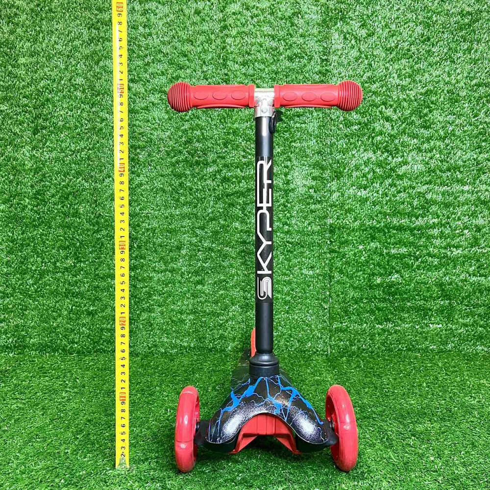 Самокат триколісний Skyper MINI колеса PU 120мм на 2-4 роки Червоно-чорний з принтом (112-70899) Чернигов - изображение 9