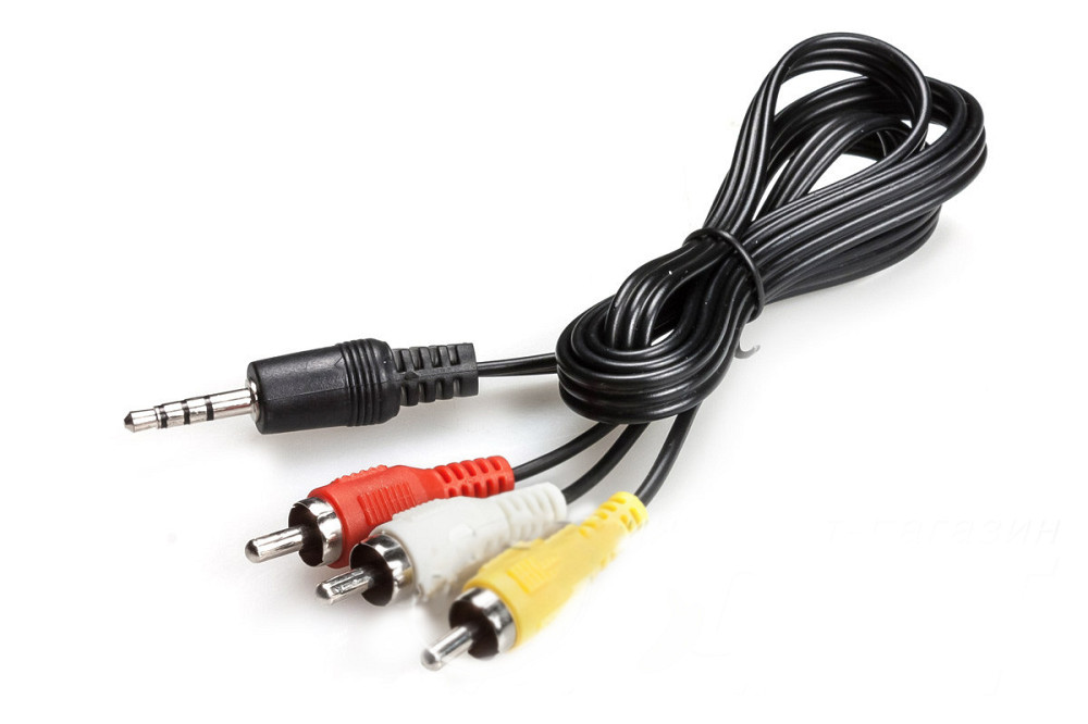 Шнур відео-аудіо mininJack 3,5 мм (короткий) – 3 RCA, 1м (Шнур mininJack 3,5 мм (короткий) – 3 RCA, 1м) Вінниця - фото 1