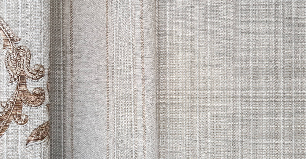 Шпалери вінілові на флізеліні AdaWall Seyyah 1.06х10 смуги структурні бежеві сірі золотисті Київ - фото 2