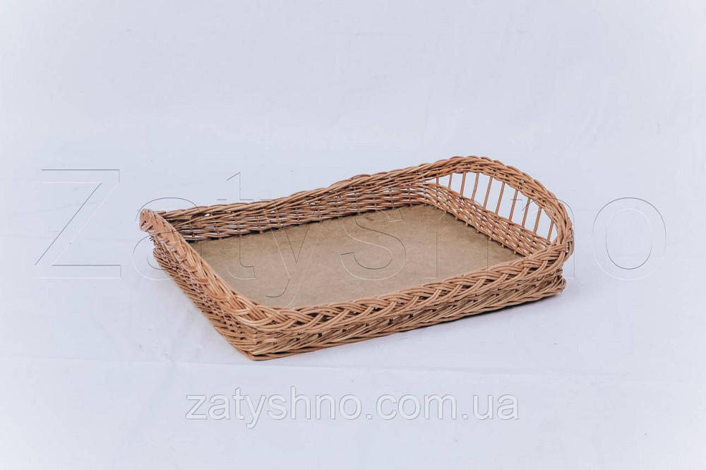 Великий плетений таця | таця з лози великий | таця плетена з лози з кіскою Київ - фото 3