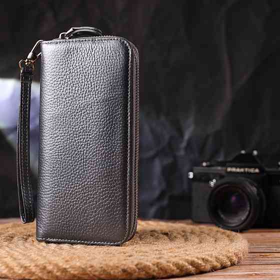 Чудовий гаманець з відливом для жінок із натуральної шкіри флотар Сірий (CANPELLINI) Київ