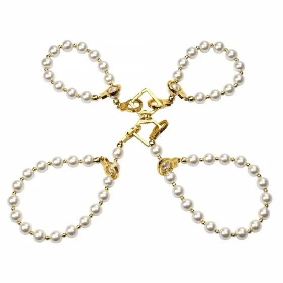Перлинний нашийник з повідцем та наручниками LOCKINK Pearl Bondage & Restraint Set Львів