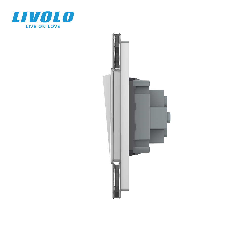 LIVOLO Двоклавішний вимикач (1-1) Livolo сірий скло (VL-C7K1K1-15) Коломия - фото 4