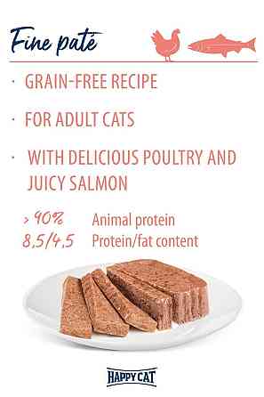 Повноцінний консервований корм Happy Cat Duo Geflugel&Salmon з птицею та лососем для кішок, 100 г Вінниця