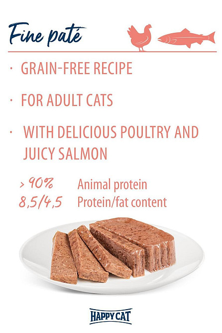 Полноценный консервированный корм Happy Cat Duo Geflugel&Salmon с птицей и лососем для кошек, 100 г Винница - изображение 3