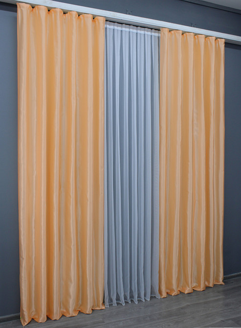 Комплект готовых штор VR-Textil Атлас № 797ш Персиковый 150х270 см 2 шт (30-576) Киев - изображение 5