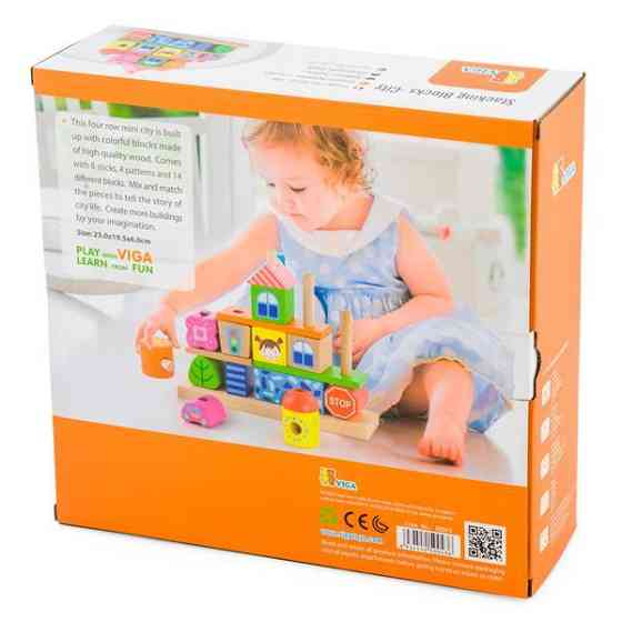 Дерев'яна пірамідка Viga Toys Городок (50043) Харків