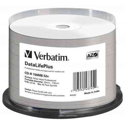 Диск CD Verbatim CD-R 700Mb 52x Cake box Printable (43745) Винница