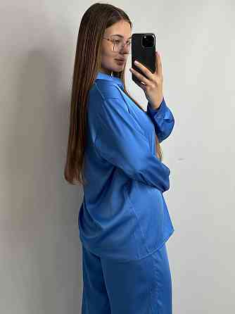 Жіночий шовковий костюм із штанами Синій M/L Харків