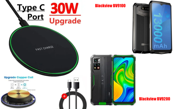Беспроводное зарядное устройство Copper до 30W для Blackview BV9200, USB-C, LED Киев