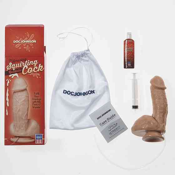 Кончающий фаллоимитатор Doc Johnson The Amazing Squirting Realistic Cock, ПВХ, диаметр 5,1см Sex Aura Киев