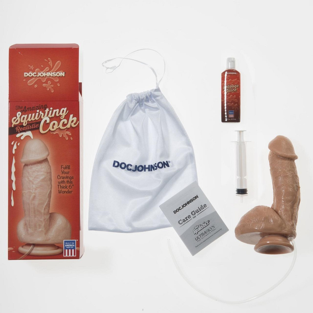 Кончающий фаллоимитатор Doc Johnson The Amazing Squirting Realistic Cock, ПВХ, диаметр 5,1см Sex Aura Киев - изображение 5