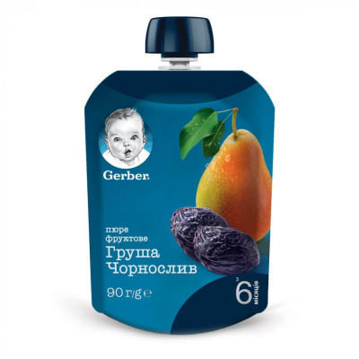Дитяче пюре Gerber Груша і чорнослив 90 г (7613036346375) Вінниця - фото 1