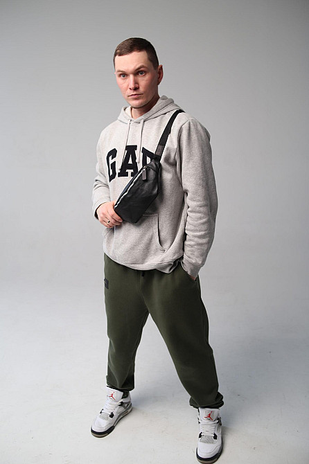 Чоловіча сумка на пояс з натуральної шкіри SL010 (Чорна) Суми - фото 7