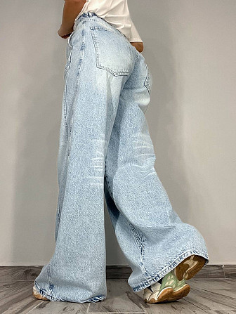 Джинсы женские Its Basic 3805 MEGA BAGGY jeans трендовые швы широкие клеш косые карманы длинные голу Одесса - изображение 9