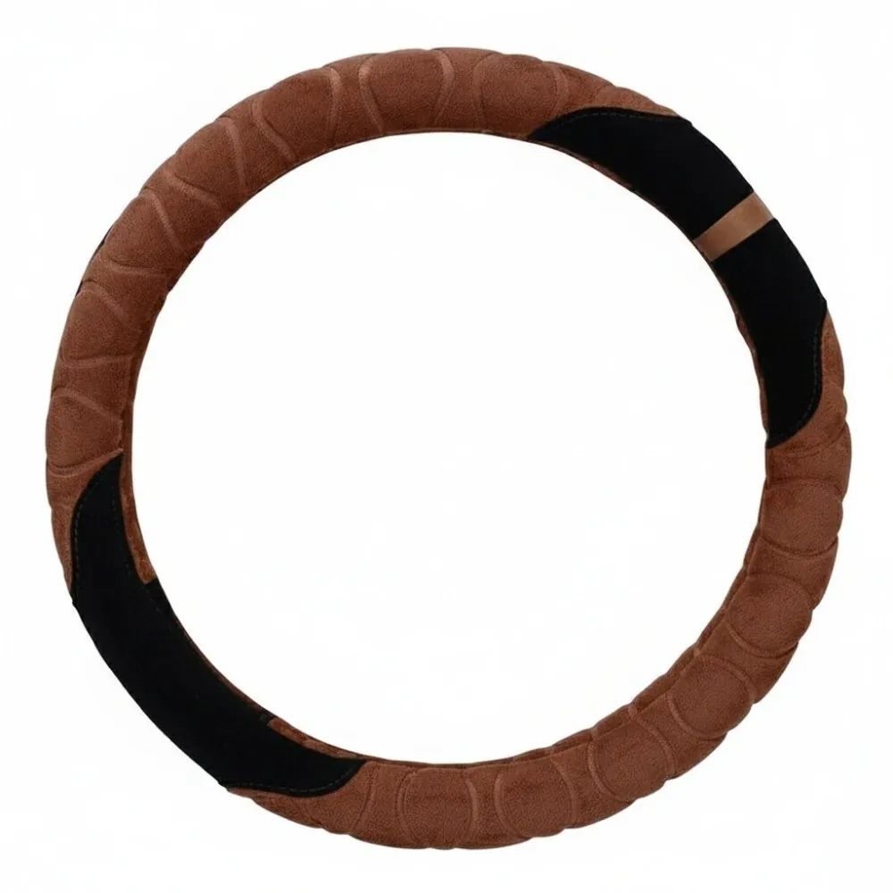 Плюшевая оплётка для руля 37 см чёрно-коричневая Киев - изображение 1