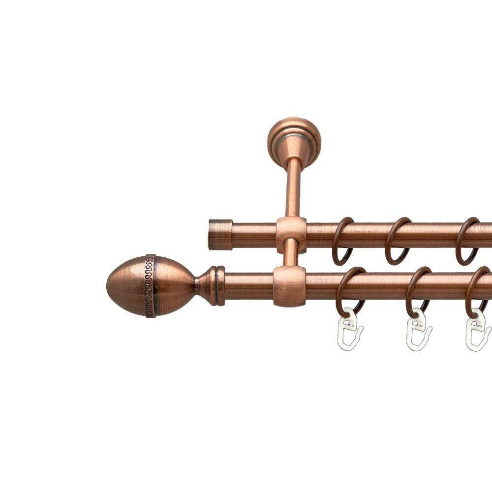 Карниз Orvit Фарже металевий дворядний литий гладка труба кільце металеве Мідь 16\16 мм 160 см (00-00019736) Львов - изображение 1