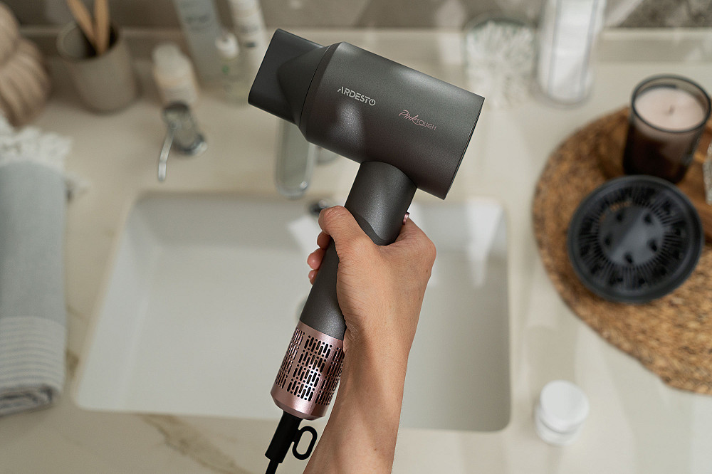 Фен ARDESTO Pink Touch, 1600Вт, 2 швидкості, 3темп.режими, іонізація, дифузор, магнітні насадки, сірий+рожевий Київ - фото 5
