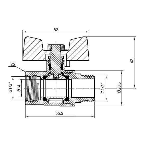 Кран кульовий Thermo Alliance Standart 1/2" ВН для газу (метелик) SD607NG15PN40 Київ