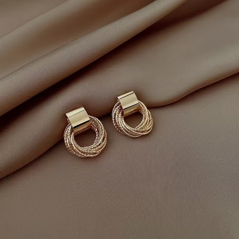 Серьги пара серёжки-пусеты золотистые минималистичный дизайн женская бижутерия серьги из железного сплава Каменец-Подольский - изображение 5