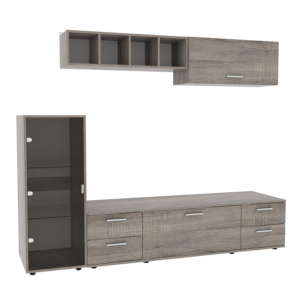 Стенка в гостиную Hugo-3, Дуб Сонома Трюфель, 2060х520х1700 Львов - изображение 1