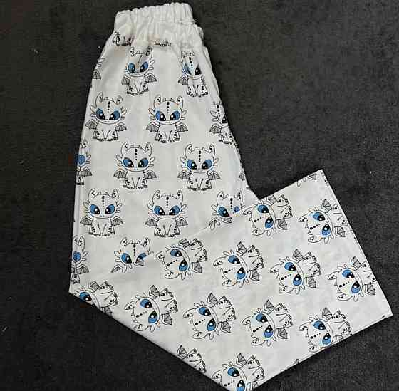 Парні стильні мімішні широкі штани оверсайз з улюбленими героями двухнитка люкс Одеса