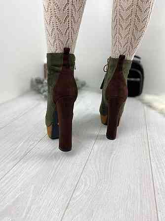 Жіночі черевики L202-M208 комбінований еко-замша 38р. каблук 13см. (1219) Коломия