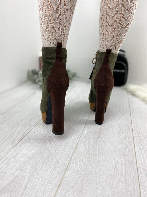 Жіночі черевики L202-M208 комбінований еко-замша 38р. каблук 13см. (1219) Коломия - фото 3