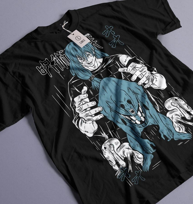 Футболка для хлопчика з аніме принтом Магічна битва оверсайз (зріст від 165 до 180) Чорний AnimeJ1149m Дніпро - фото 1