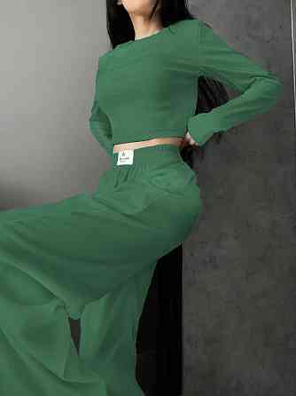 Жіночий костюм штани з лонгслівом Зелений 50/52 Харків