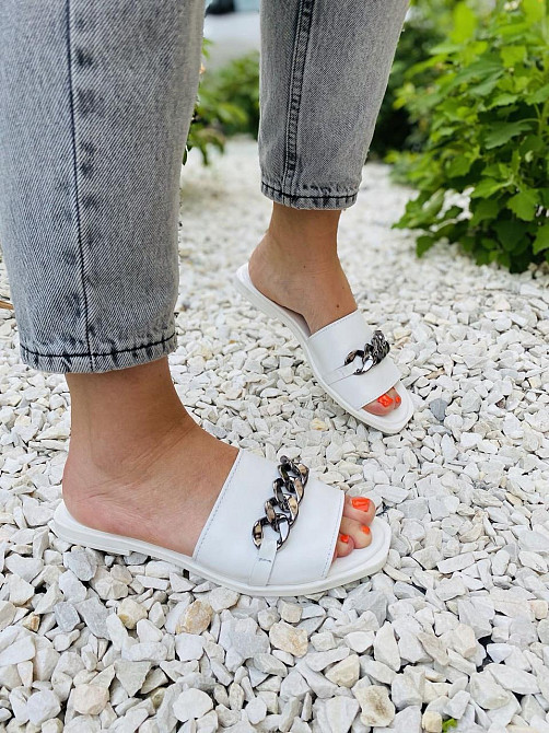 LaDi Шльопанці жіночі LaDi Цепи білі (літо, шкіра натуральна) (4592) Коломыя - изображение 10
