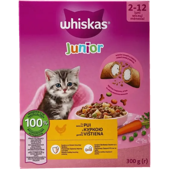 Сухий корм Whiskas (Віскас) Junior подушечки з кремовою начинкою для кошенят з куркою, 300 г Вінниця
