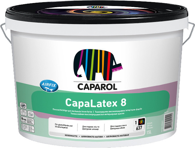 Інтер'єрна шовковисто - матова високоякісна латексна фарба Caparol CapaLatex 8 B3 прозорий 9.4 л Київ - фото 1