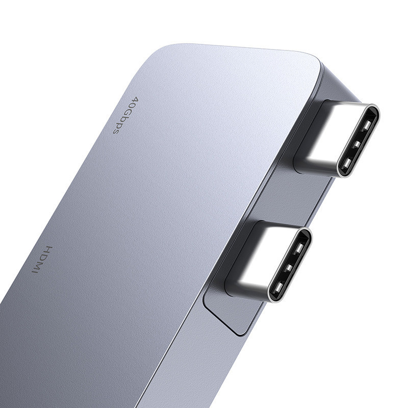 USB-хаб Baseus UltraJoy Series 5-Port HUB Space Grey (USB-C*2 to USB-C 40Gbps*1+HDMI 4K@30Hz*1+USB3.0*3） Одеса - фото 7
