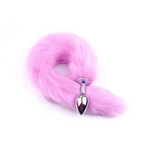 Анальний корок із лисячим хвостиком — Бузковий — Анальні іграшки Вінниця