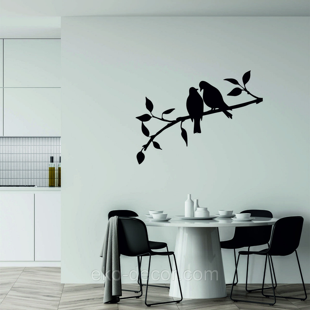 Декоративное настенное Панно «Две птички», Декор на стену 70*20, Черный Киев - изображение 4