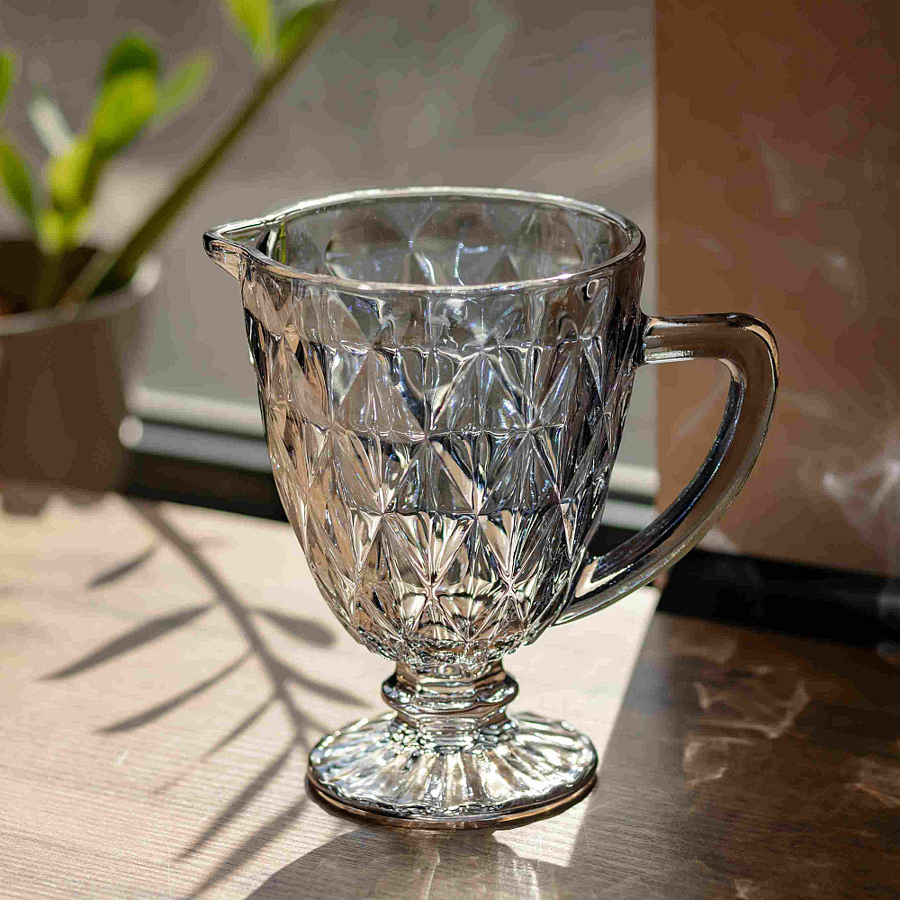 Глечик для напоїв Diamond Blue скляний 1 літр HP-19-273 глек для лимонаду газованки лимонадник прозорий Коломия - фото 2