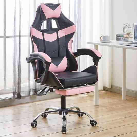 Кресло геймерское компьютерное игровое Bonro BN-810 с подставкой для ног Розовый Киев